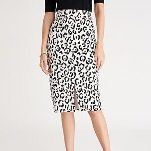 Ann Taylor NWT Cream Leopard Cheetah Animal Print High Waist Pencil Skirt Size 0